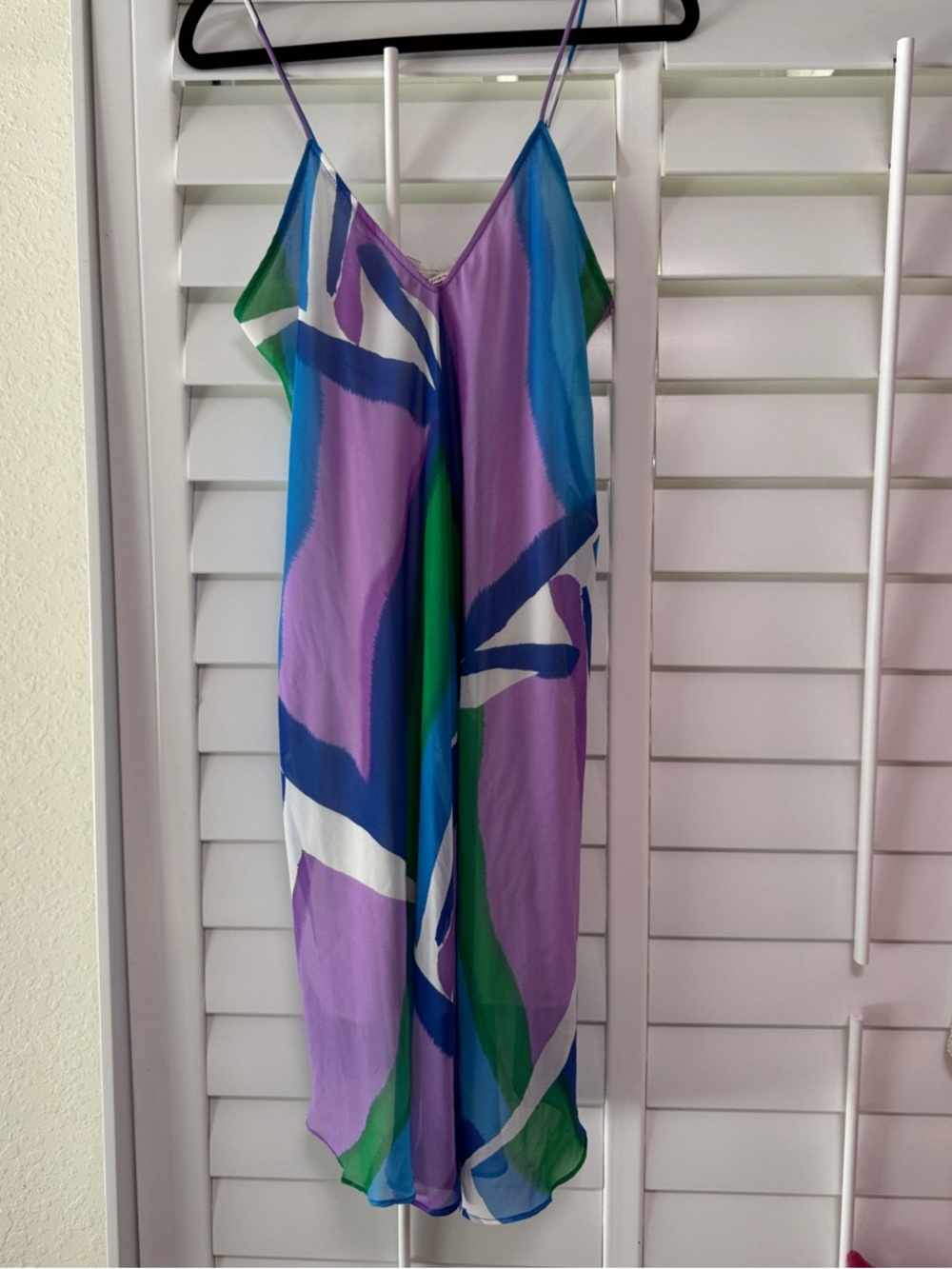 Vibrant Abstract Print Slip Dress - Purple, Blue & Green